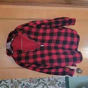 Vintage Marlboro reversible half-zip in Buffalo plaid. Size L